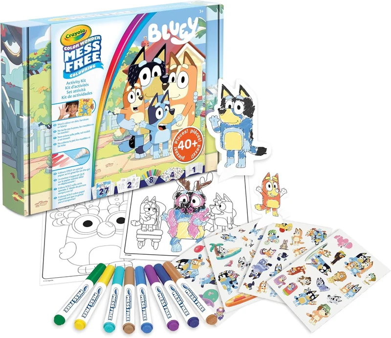Crayola Crayola - Color Wonder, Activity Set 40+ pieces, with coloring pages, stain-free felt-tip pens, stickers, pop-up figures, Bluey, creative activity for kids, age 3,4,5 years