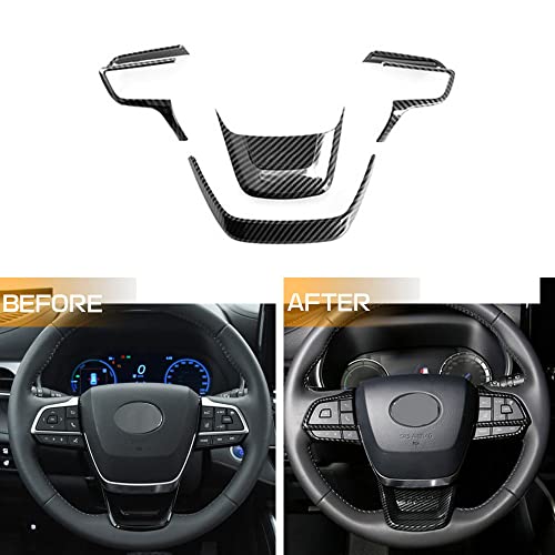 LEXLEY 4pcs Carbon Fiber Style Steering Wheel Button Cover Sticker Interior Accessories ABS Trim for Toyota Highlander 2020 2021 2022 2023 2024 2025 - Image 2
