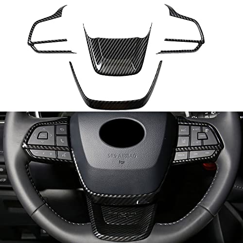 LEXLEY 4pcs Carbon Fiber Style Steering Wheel Button Cover Sticker Interior Accessories ABS Trim for Toyota Highlander 2020 2021 2022 2023 2024 2025 - Image 1