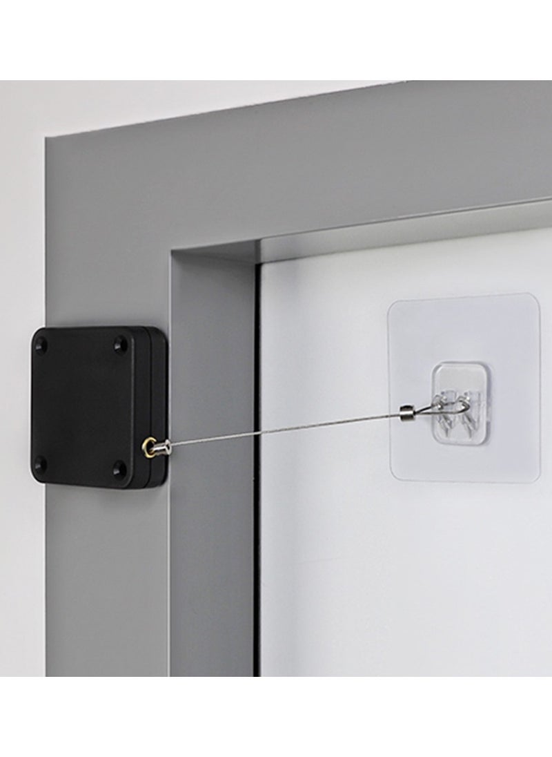 Automatic Door Closer Multi-Functional No Drilling Door Closer with Steel Pull Ties for Home Use and All Types of Doors (Black)  - Image 2