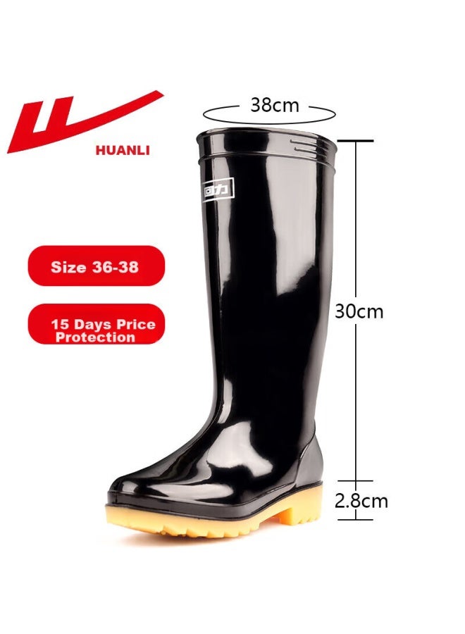 Warrior Men's Mid-high Rain Boots Waterproof Shoes Hxl07-b Black Mid-high 38 - Image 2