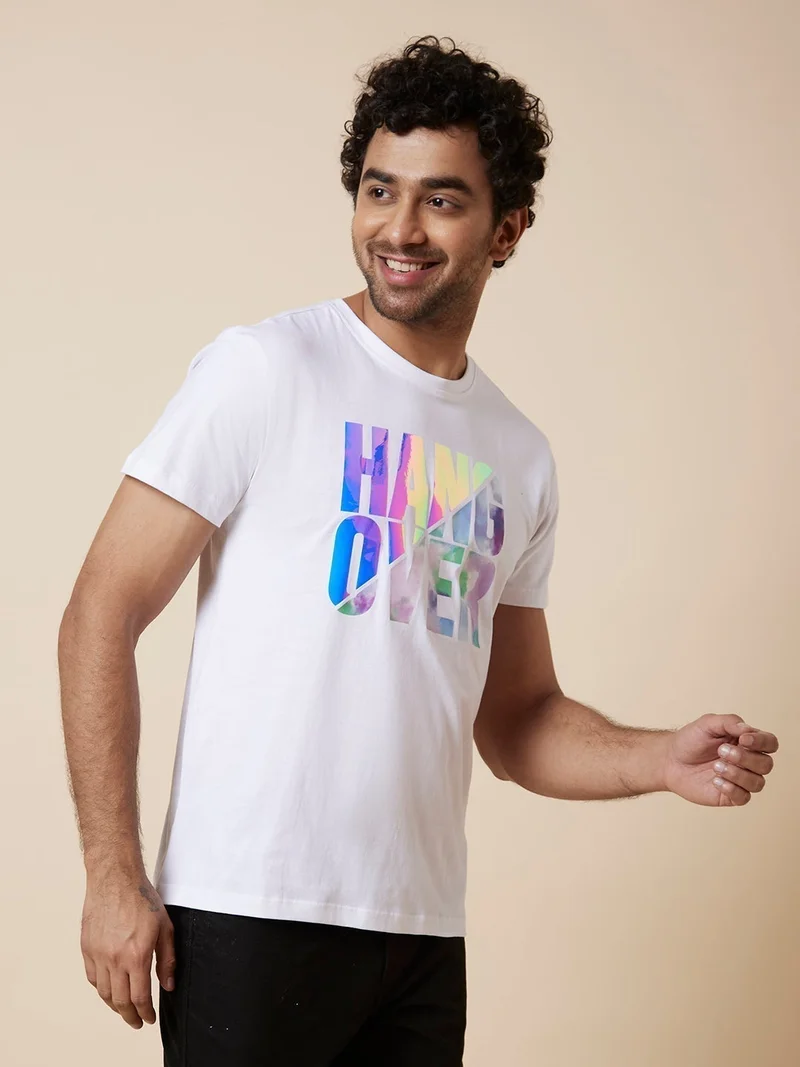 جلو باص تيشيرت رجالي أبيض مطبوع قطن جلوبس