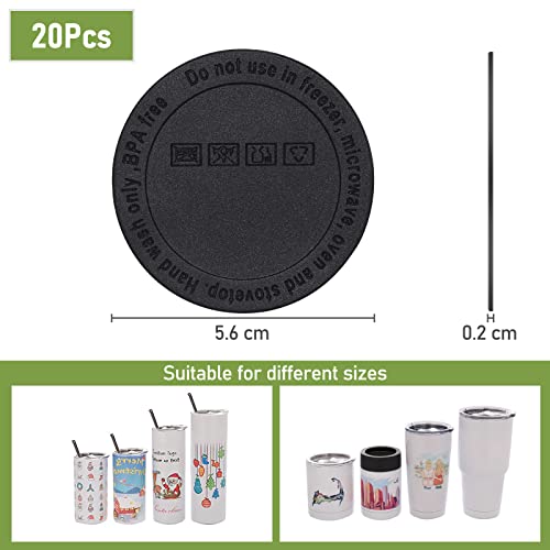 HOYDATE 20Pcs Rubber Bottoms for Sublimation Tumblers,Protective Anti-Slip Silicone Bottoms with Adhesive for Skinny Tumblers, Thermal Bottle,Mason Jars (56mm , Black) - Image 2