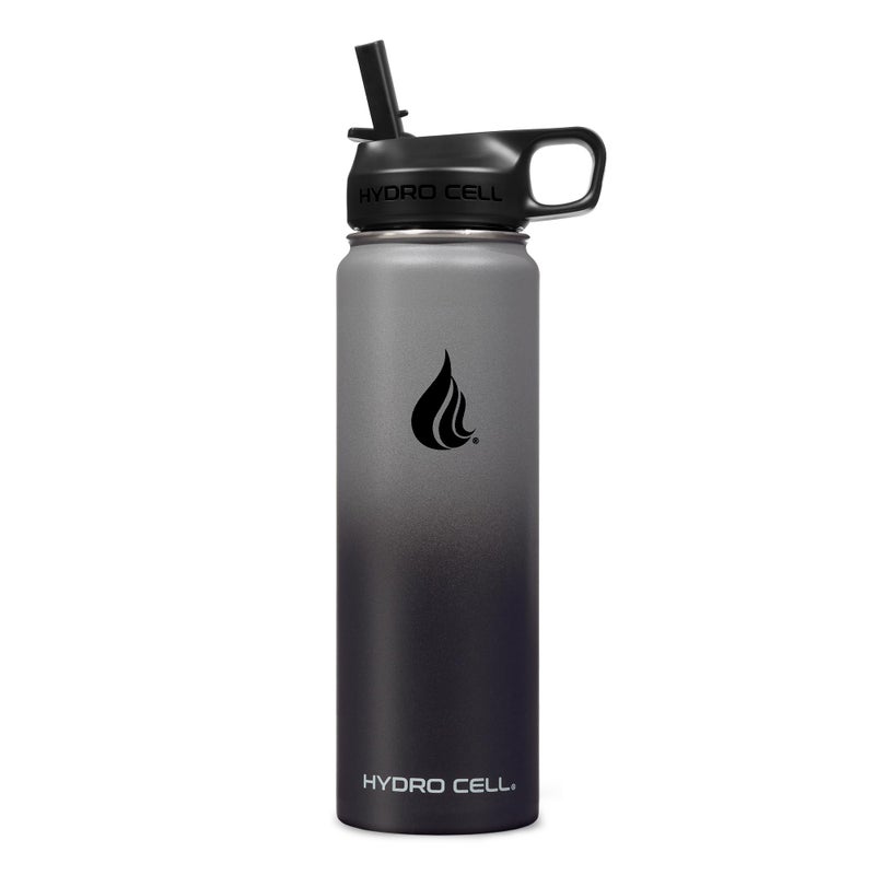 HYDRO CELL Stainless Steel Insulated Water Bottle with Straw - For Cold & Hot Drinks - Metal Vacuum Flask with Screw Cap and Modern Leakproof Sport Thermos for Adults (Graphite/Black 24oz) - Image 2