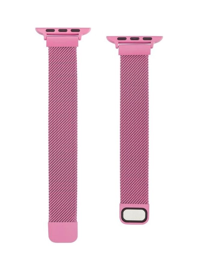 NIBEMINENT Small Waist Dual Section Milan Replacement Watchband For Apple Watch Series 7/6/SE/5/4/3/2/1 41/40/38mm Rose Red - Image 1