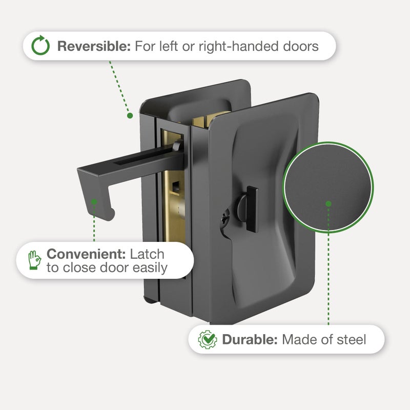 Onward Richelieu Hardware 1701Fbpsbc Onward Rectangular Pocket Door Pull With Privacy Lock 3-1/4 In (82 Mm) Black - Image 3