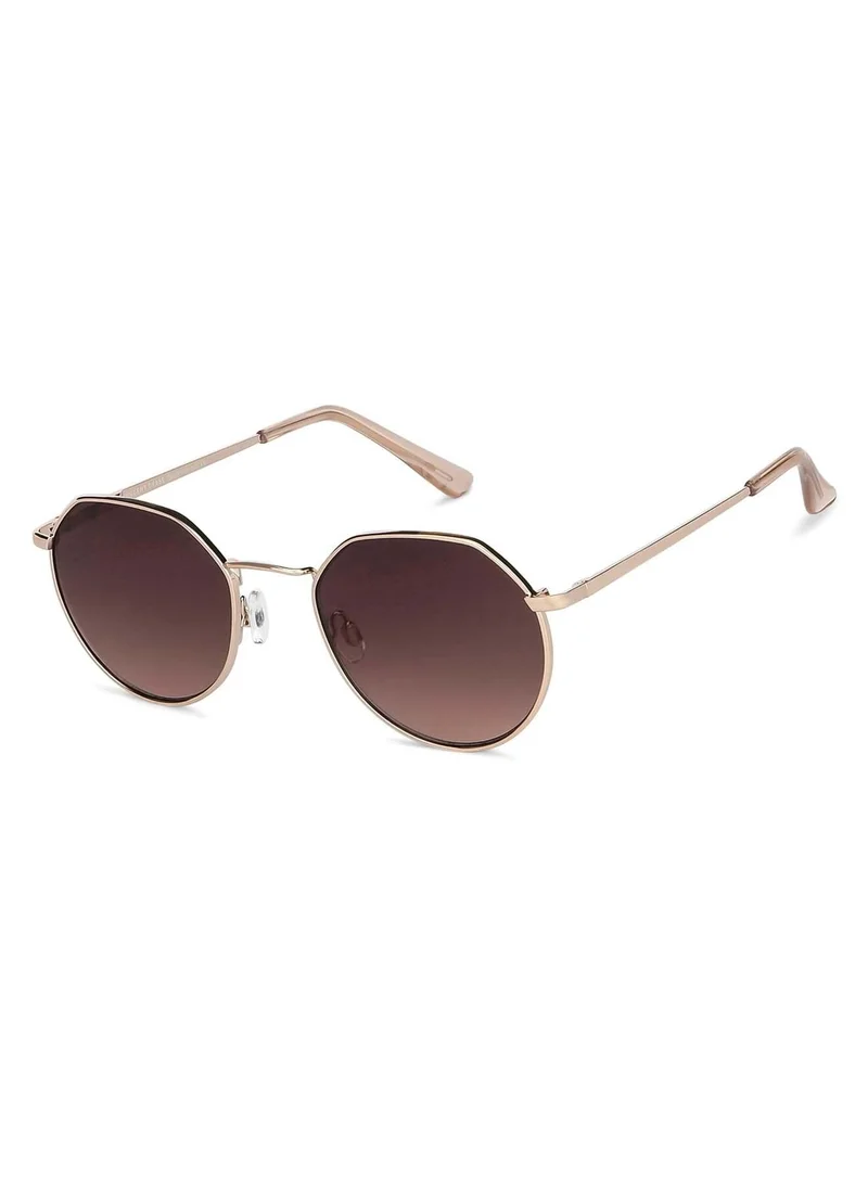 VINCENT CHASE VINCENT CHASE EYEWEAR By Lenskart | Sunglasses for Women| Full Rim Hexagonal Branded Latest and Stylish | 100% UV Protected | Men & Women | Small | VC S13984 (Color:-Frame Gold/Lens Brown)