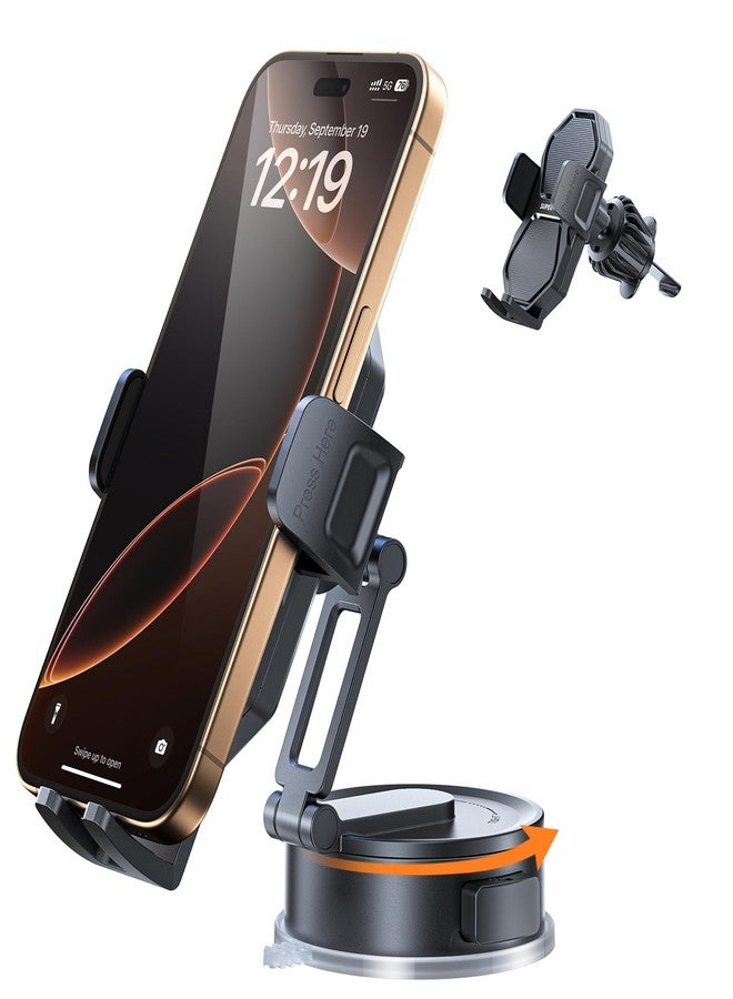SUPERONE 3-in-1 Car Phone Holder [Strongest Suction Cup & Clip] 360° Adjustable Car Phone Mount for Dash/Vent/Windshield, Phone Holders for Your Car Accessories for iPhone 17/16/15/14 Samsung Android - Image 1