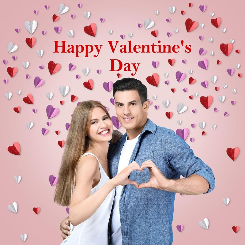 Geyoga 120 Pcs Valentines Day Heart Wall Stickers Decorations 3D Heart Decals Paper Cuts for Bulletin Board Window Home Office Bedroom Wedding Party Deocr 4 SizesRed Pink Silver - Image 4