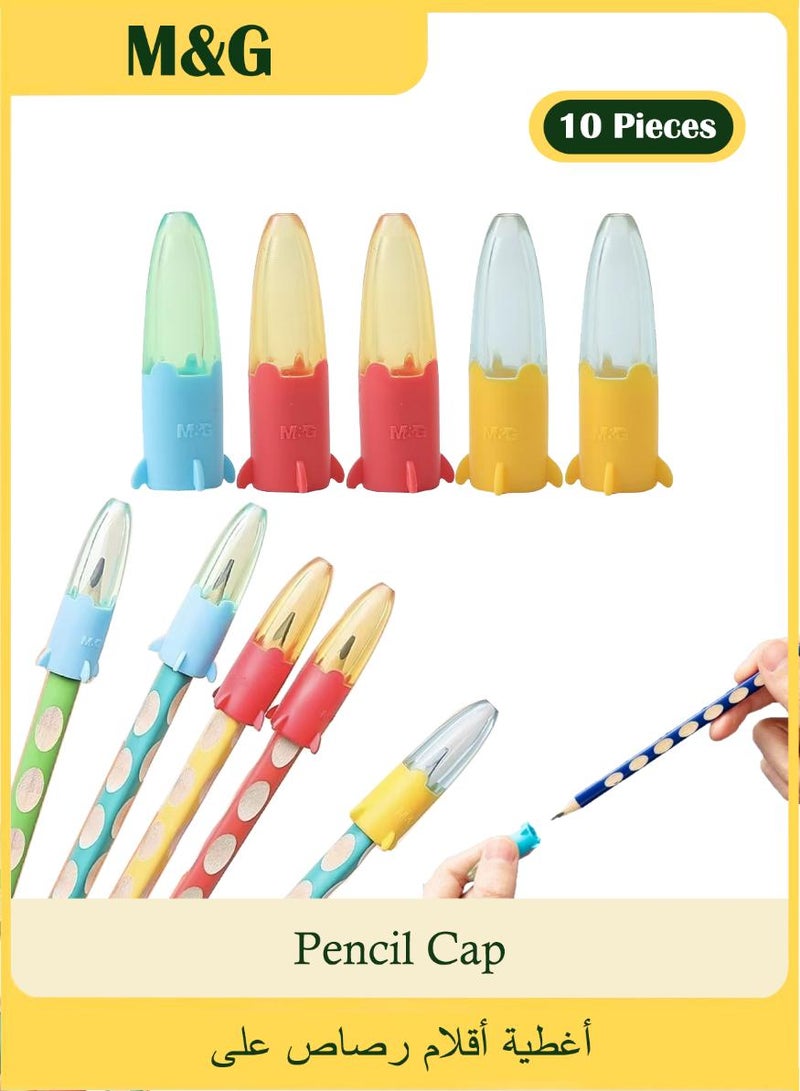ام اند جي 10 قطع أغطية أقلام رصاص، أغطية أقلام رصاص على شكل صاروخ، أغطية أقلام رصاص بلاستيكية، أغطية أقلام رصاص خشبية محمولة، أغطية أقلام رصاص ملونة للأدوات المكتبية المدرسية - Image 1