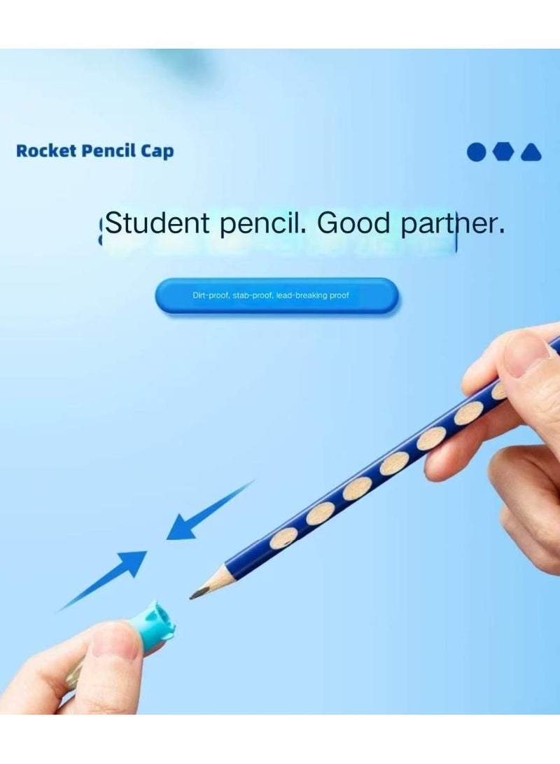 ام اند جي 10 قطع أغطية أقلام رصاص، أغطية أقلام رصاص على شكل صاروخ، أغطية أقلام رصاص بلاستيكية، أغطية أقلام رصاص خشبية محمولة، أغطية أقلام رصاص ملونة للأدوات المكتبية المدرسية - Image 4