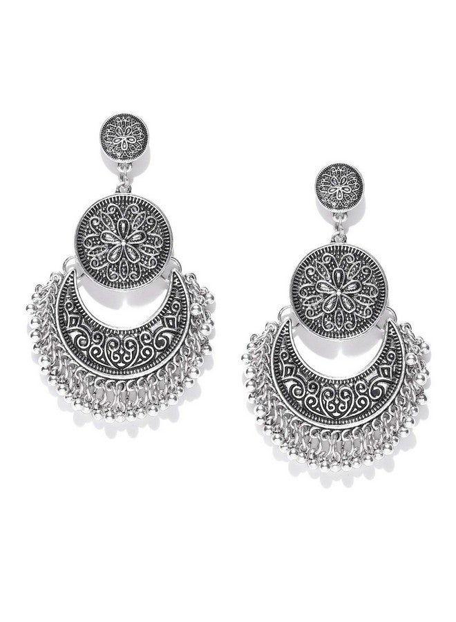 YouBella Jewellery Afghani Tribal Oxidised Dangler Earrings for Girls and Women (Silver) - Image 1