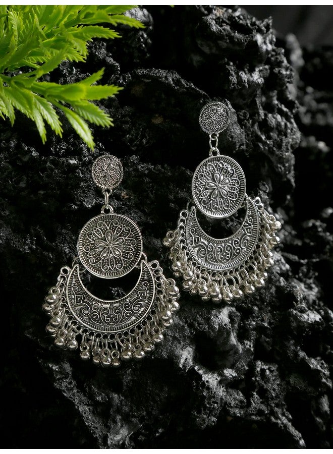 YouBella Jewellery Afghani Tribal Oxidised Dangler Earrings for Girls and Women (Silver) - Image 4