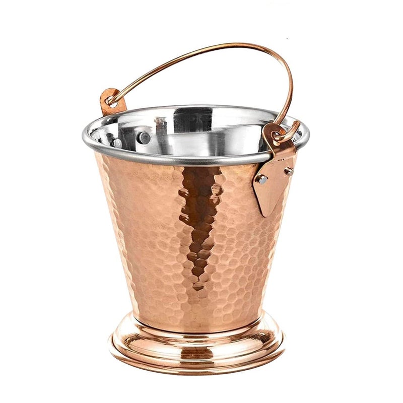 PAUL SONS PAUL SONS Copper Steel Bucket Gravy Serveware BaltiHammered Design Bucket DaalCurry Rayta Serving Balti Traditional Kitchenware Medium Size11x11cm Pack of 1Pc  - Image 2