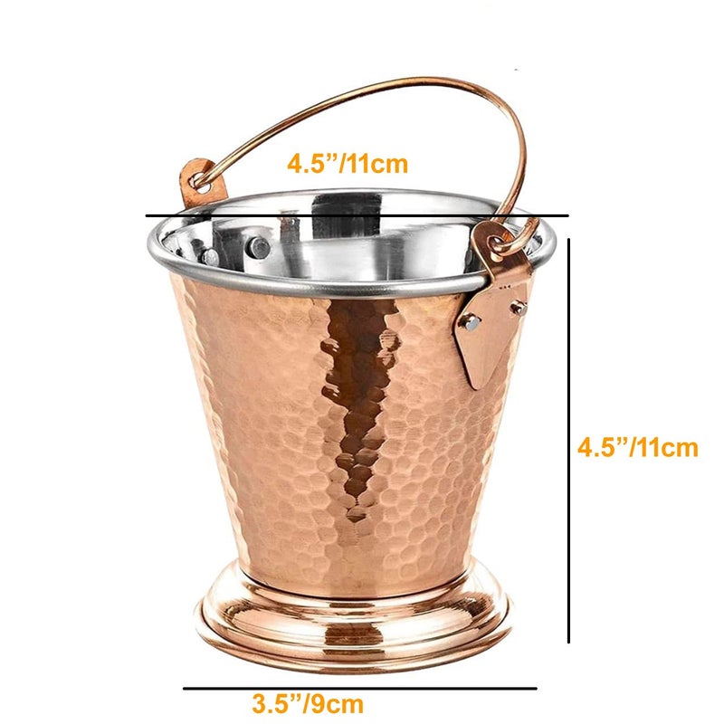PAUL SONS PAUL SONS Copper Steel Bucket Gravy Serveware BaltiHammered Design Bucket DaalCurry Rayta Serving Balti Traditional Kitchenware Medium Size11x11cm Pack of 1Pc  - Image 5