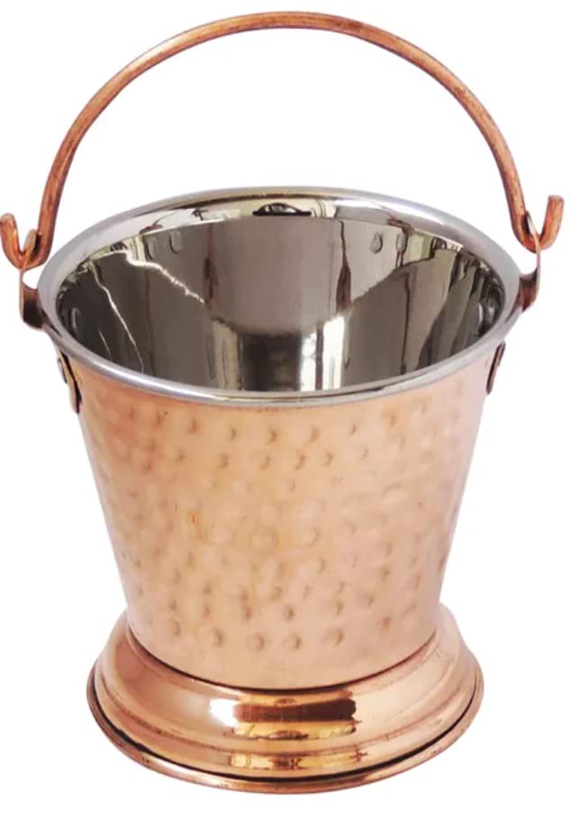 PAUL SONS PAUL SONS Copper Steel Bucket Gravy Serveware BaltiHammered Design Bucket DaalCurry Rayta Serving Balti Traditional Kitchenware Medium Size11x11cm Pack of 1Pc  - Image 1