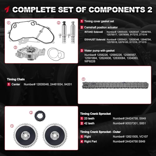 TEMSONE 9-4201S Engine Timing Chain Kit with Water Pump Compatible with Chevy, GMC, Pontiac, Buick, Equinox, Verano, Impala, G5, LaCrosse, Regal L4 2.2L 2.4L - Image 5