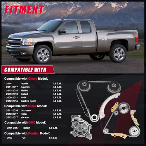 TEMSONE 9-4201S Engine Timing Chain Kit with Water Pump Compatible with Chevy, GMC, Pontiac, Buick, Equinox, Verano, Impala, G5, LaCrosse, Regal L4 2.2L 2.4L - Image 2