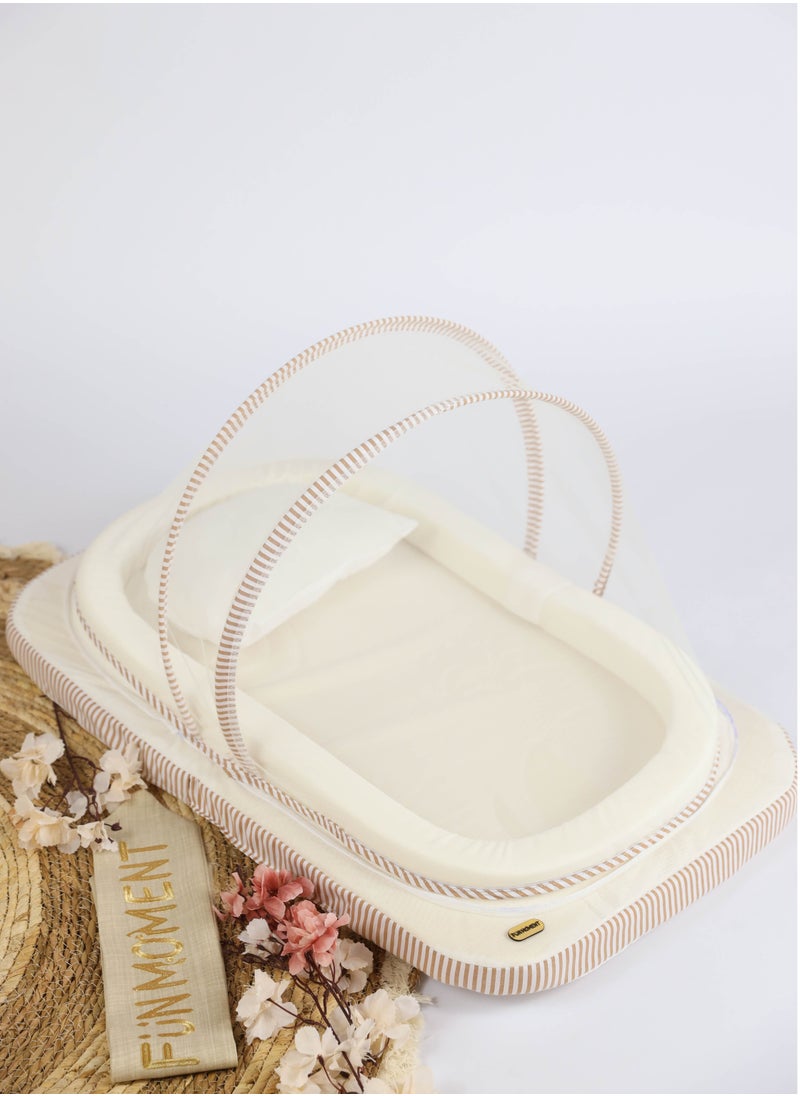 FUN MOMENT - Sponge mosquito net mattress for newborns, ultra-soft and breathable, white, 80 x 50 cm - Image 1