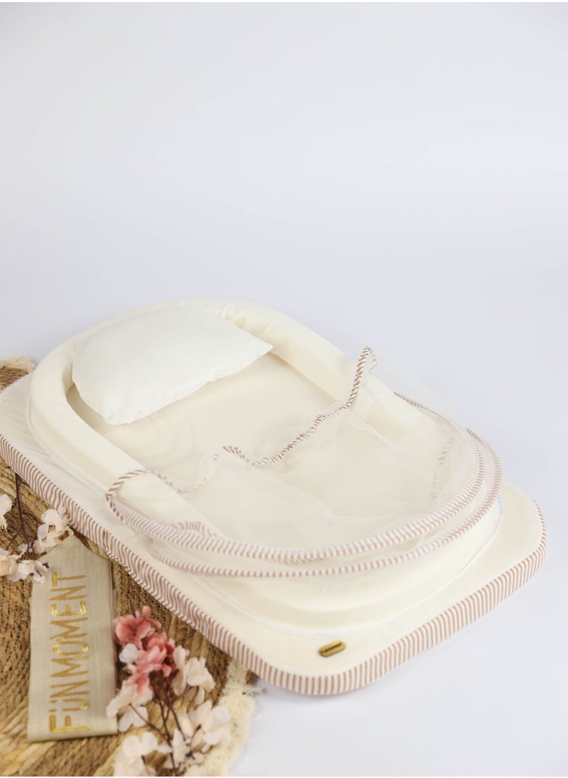 FUN MOMENT - Sponge mosquito net mattress for newborns, ultra-soft and breathable, white, 80 x 50 cm - Image 1