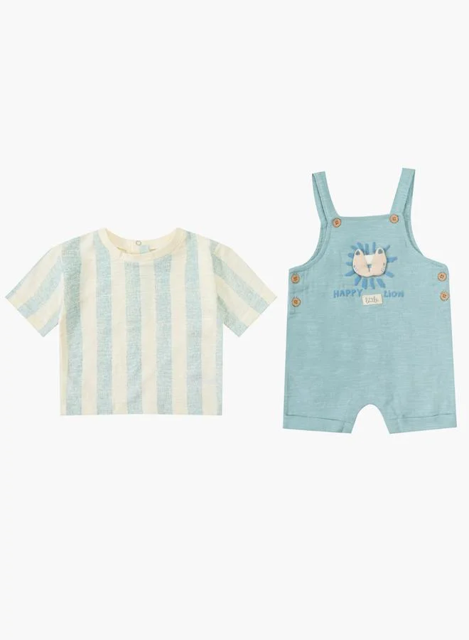 Luna & Lily Baby Striped T-Shirt and Dungaree Set