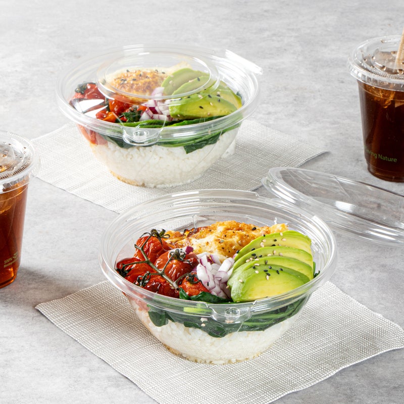 Restaurantware-Tamper Tek 24 Ounce Round Bowls, 100 Durable Salad To-Go Boxes - Tamper-Evident, Freezable, Clear Plastic Bowls, Disposable, With Hinged Lids - Image 4
