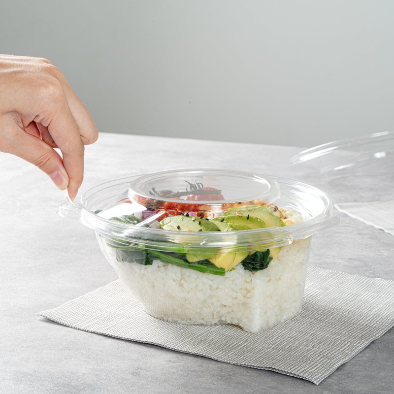 Restaurantware-Tamper Tek 24 Ounce Round Bowls, 100 Durable Salad To-Go Boxes - Tamper-Evident, Freezable, Clear Plastic Bowls, Disposable, With Hinged Lids - Image 5