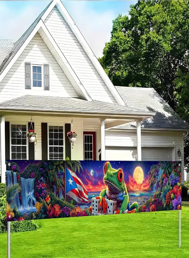 BlissYard Puerto Rican Coqui Frog Banner 118x20 Inch Tropical Backdrop Rainforest Decorations for Home and Cultural Create a Festive Atmosphere with This Puerto Wall Sign - Image 4