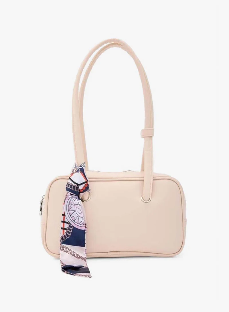 Shule Bags Beau Scarf Detailed Baget Bag in Powder Pink.