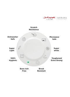 La Opala La Opala Diva Sovrana Collection Opal Glass Crockery | for Family of 8 | Dinner Set 45 pcs Regent Blue | Plates & Bowls for Dining | Microwave Safe | 100% Vegetarian | Extra Strong | Light & White  - Image 4