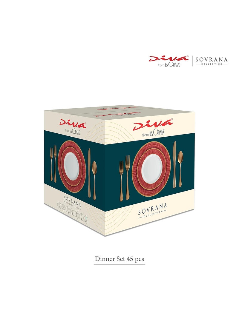 La Opala La Opala Diva Sovrana Collection Opal Glass Crockery | for Family of 8 | Dinner Set 45 pcs Regent Blue | Plates & Bowls for Dining | Microwave Safe | 100% Vegetarian | Extra Strong | Light & White  - Image 5