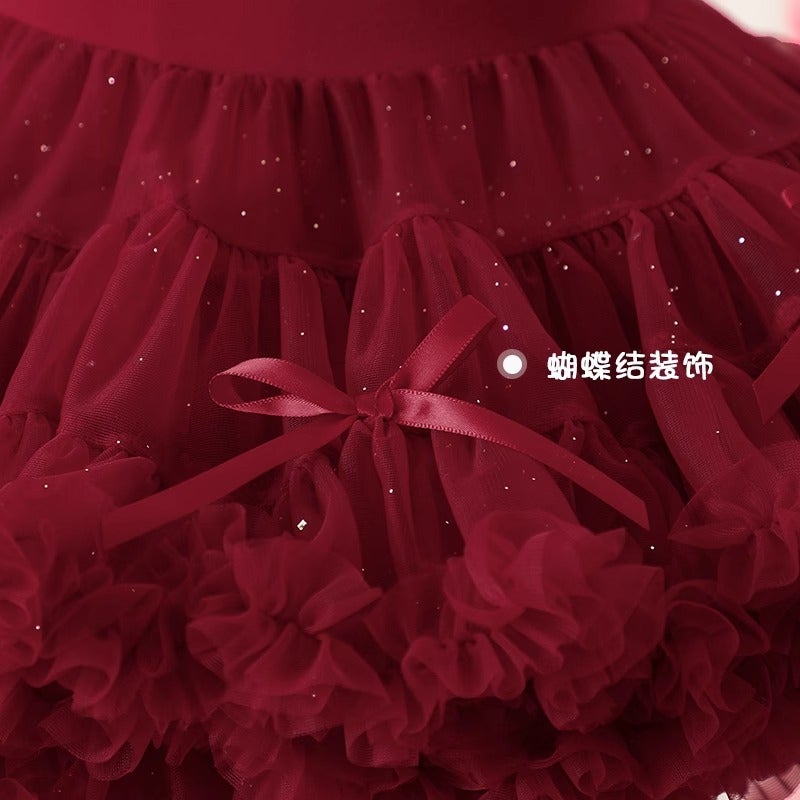 Girl'S Christmas Sparkling Tutu Skirt 2024 Women'S Red And Green Sequin Skirt Rabbit Skirt Baby Puff Skirt - Image 4