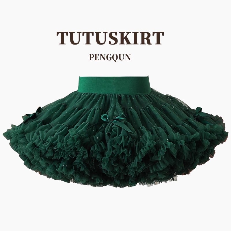 Girl'S Christmas Sparkling Tutu Skirt 2024 Women'S Red And Green Sequin Skirt Rabbit Skirt Baby Puff Skirt - Image 3