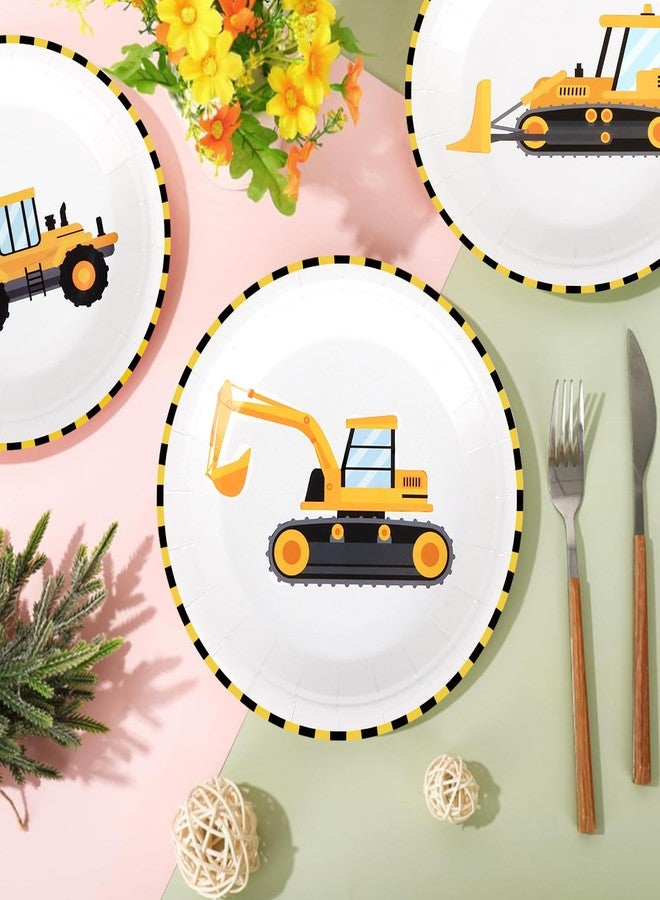 Atiloy 48PCS Construction Paper Plates Construction Birthday Party Plates Supplies Disposable Dump Truck Plates 4 Designs Tableware for Boys Kids Birthday Party Decorations Supplies, Serve 48 Guests - Image 2
