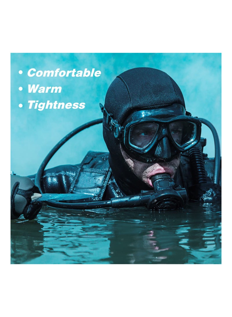 SYOSI Neoprene Diving Hood Thermal, 2 Pcs 2.5mm Wetsuit Hood Cap Swim Caps with Chin Straps Snorkeling Neoprene Surf Beanie, for Men Women Sailing Water Sports - Image 4