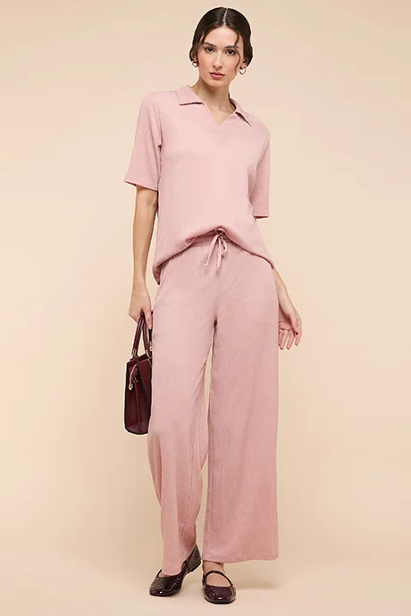 أر أند بي Textured Polo T-Shirt with Short Sleeves