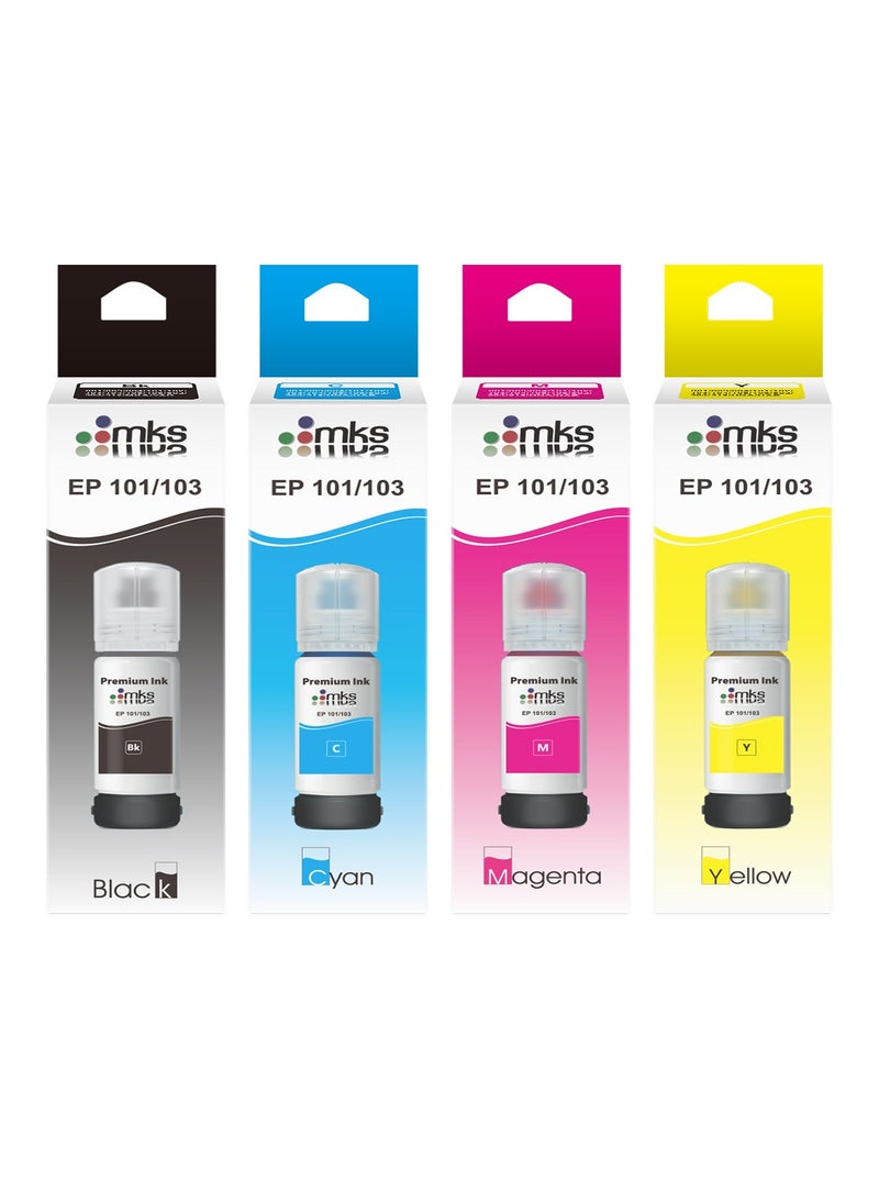 Ink 103  Black , Yellow , Cyan , Magenta (4x100ml) for Epson Eco Tank