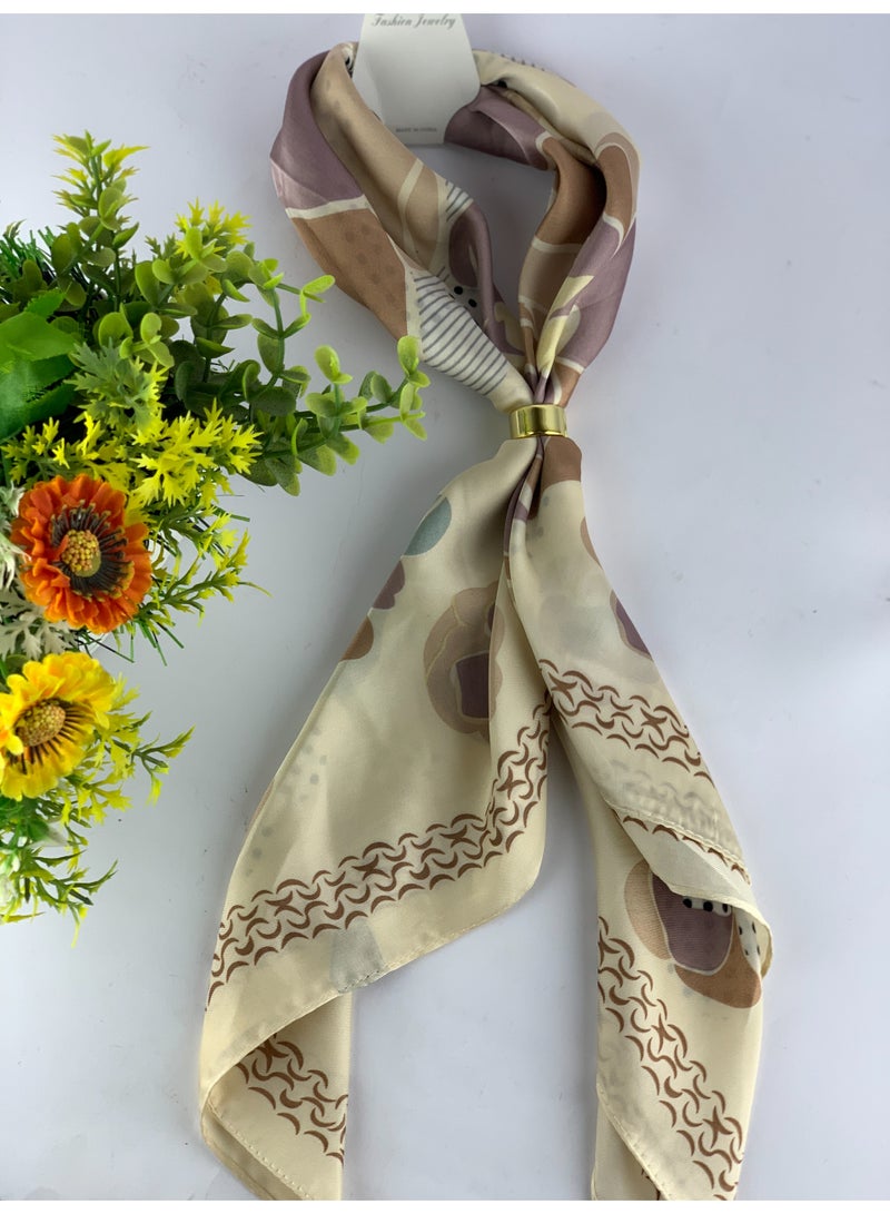 Women’s Patterned Satin Scarf – Elegant Design with Soft High Quality Material - Image 3