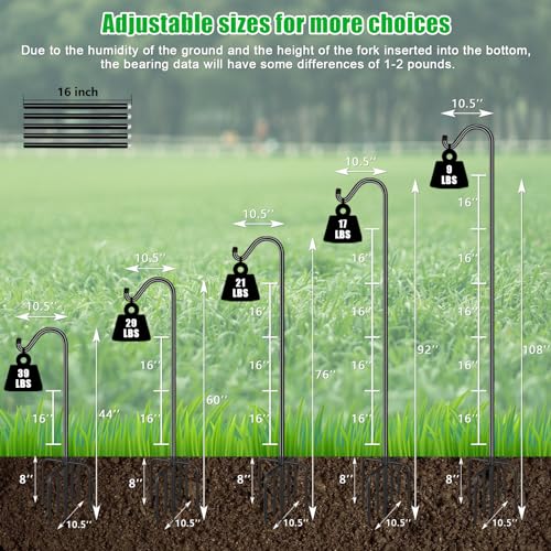 FEED GARDEN Only 7 Prongs Base Bird Feeder Pole Shepherds Hooks Extension Pole 1 Pack - Image 3