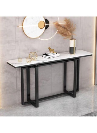 Console Table Black Metal Frame with White Marble Surface Console Table For Entryway Hallway Sofa Side Table For Living room Bedside Table Nightstand For Bedroom - pzsku/Z1ABD84C474949E56A07CZ/45/_/1717683446/552debdd-87ea-43e4-9dc8-9af5771b27d2
