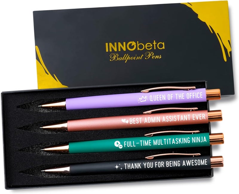InnoBeta Administrative Professional Day Gifts Ballpoint Pen Set of 4 Funny Administrative Assistant Secretary Gifts for WomenMen Office Tools for Administrative professionals  Best Ever - Image 1