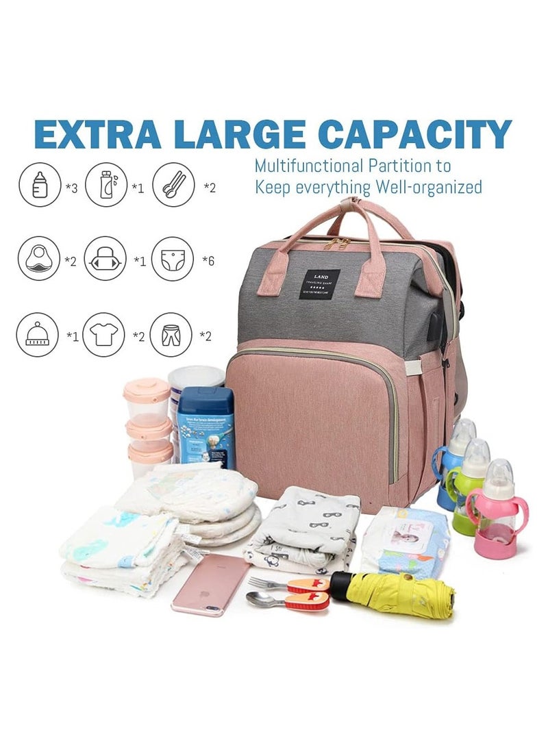 Newborn Baby Essential Multifunction Baby Diaper Backpack with Changing pad & Stroller Straps & Pacifier Case Mosquito Net & USB Charging Port Waterproof Travel Nappy Bags - Image 2