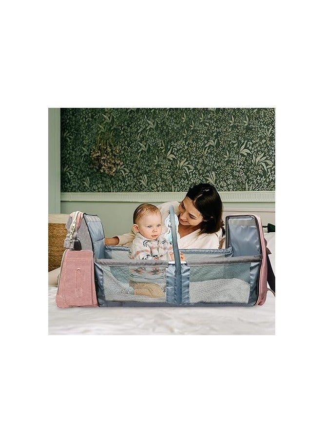 Newborn Baby Essential Multifunction Baby Diaper Backpack with Changing pad & Stroller Straps & Pacifier Case Mosquito Net & USB Charging Port Waterproof Travel Nappy Bags - Image 5