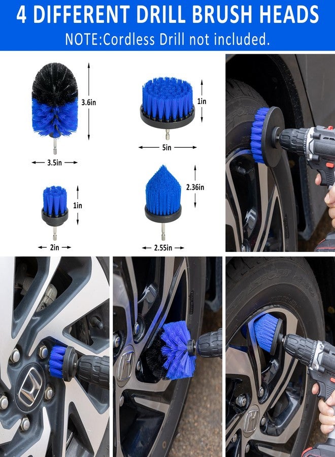 AUTODECO 27Pcs Car Detailing Brush Set, Car Detailing Kit, Auto Detailing Drill Brush Set, Car Detailing Brushes, Car Wash Cleaning Tools Kit for Interior, Exterior, Wheels, Blue - Image 2