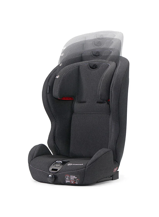 كيندركرافت Car Seat Safety Fix, Booster Child Seat, With Isofix, Top Tether, Adjustable Headrest, For Toddlers , Infant, Group 1 - 2 - 3, 9 - 36 Kg, Up To 12 Years, Safety Certificate Ece R44/04, Black