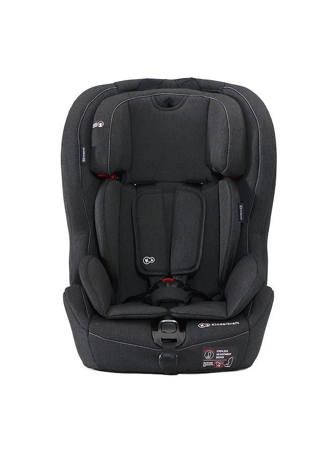 كيندركرافت Car Seat Safety Fix, Booster Child Seat, With Isofix, Top Tether, Adjustable Headrest, For Toddlers , Infant, Group 1 - 2 - 3, 9 - 36 Kg, Up To 12 Years, Safety Certificate Ece R44/04, Black