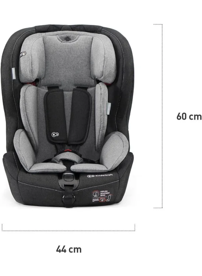 كيندركرافت Car Seat Safety Fix, Booster Child Seat, With Isofix, Top Tether, Adjustable Headrest, For Toddlers , Infant, Group 1 - 2 - 3, 9 - 36 Kg, Up To 12 Years, Safety Certificate Ece R44/04, Black