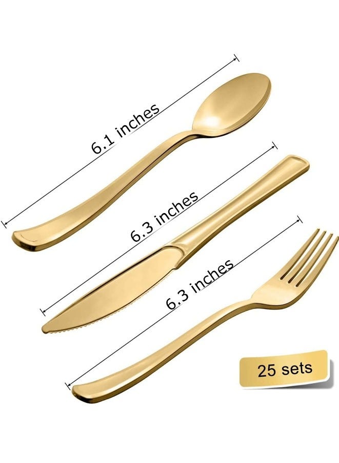 مويكسين 200 قطعة من لوازم الحفلات باللون الذهبي الوردي، تكفي 25 مجموعة أواني طعام للاستعمال مرة واحدة، وملاعق شوك بلاستيكية ذهبية وأطباق ورقية بيضاء منقطة ذهبية ومناديل وأكواب لأعياد الميلاد (A-200 قطعة) - Image 3