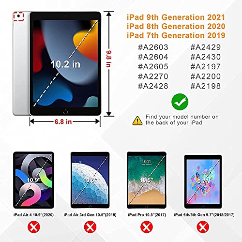 BMOUO Kids Case for iPad 9th/8th/7th Generation (2021/2020/2019), with Built-in Screen Protector, Shockproof Handle Stand Kids iPad 10.2 Case, Rose and Purple - Image 2