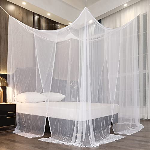 Mengersi Bed Canopy for Full Queen King Size Bed,Canopy Bed Curtains Elegant Mosquito Net,Mosquito Netting for Camping Patio Indoor Outdoor Bug Net,White - Image 2